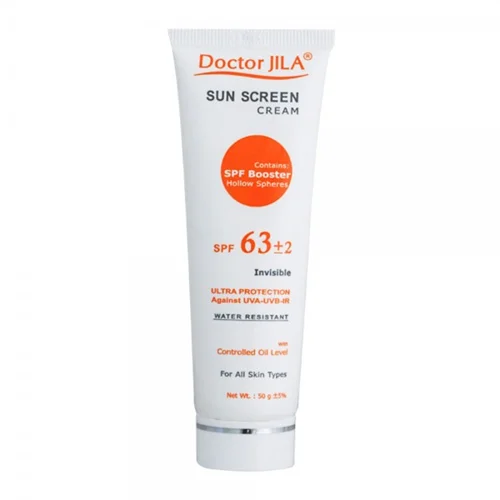 کرم ضد آفتاب فاقد چربی SPF63 دکتر ژیلا مناسب انواع پوست ۵۰ میل