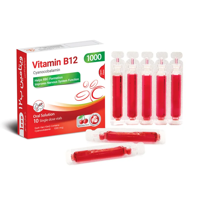 ویال محلول خوراکی ویتامین ب12(1000) پی بی جی فارما 10عدد