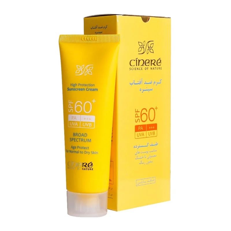 کرم ضد آفتاب بدون رنگ SPF60 مناسب پوست های خشک سینره 50 میل