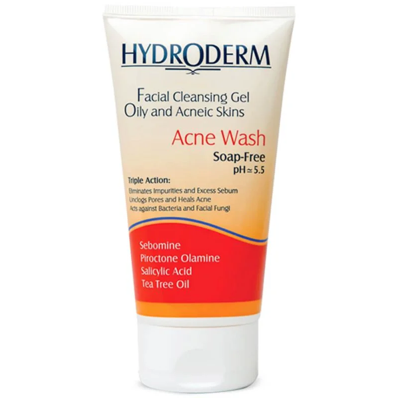 ژل شستشوی صورت هیدرودرم مناسب پوست چرب و آکنه ای و حساس 150 گرم